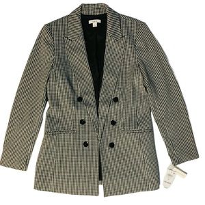 BAR III Women's Geo-Knit Faux Double-Breasted Blazer PINE MIST MULTI Medium NWT